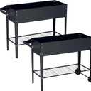 Elevate 2Pcs 32" Tall Raised Garden Bed with Wheel,Planter Box for Backyard,Outdoor Garden, Patio, Balcony, 400lb Capacity,Grey