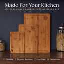 Pre-Oiled, Non Toxic 3-Piece Carbonized Bamboo Cutting Board Set, Eco-Friendly Wooden Chopping Boards for Kitchen with Hanging Hole, 500°F Carbonized Technology Charcuterie Serving Boards Deer & Oak, Large-3SET