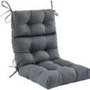 ZEOLABS Outdoor High Back Chair Cushion,Water Resistant Tufted Adirondack Rocking Chair Cushion with Ties,Replacement Seat Cushion for Patio Furniture,Dark Grey 1 Pcs