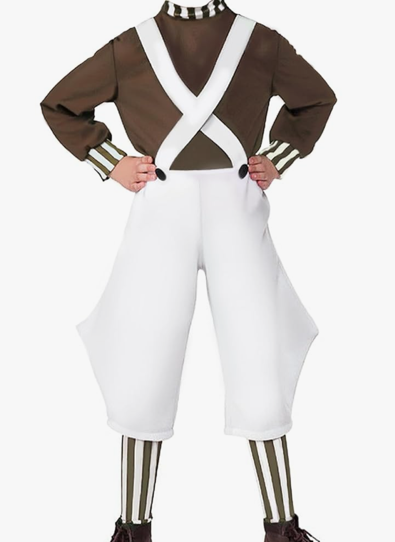 Kids Cosplay Costume Tops Straps Pants Stockings Chocolate Stripe Worker Uniform Set Halloween Cosplay Outfits