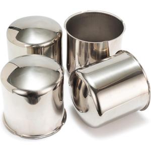 4Pcs 4.25inch Stainless Trailer Wheel Center Caps Push Through 4.25" Bore 4.33" Tall Curved Hub Cap for Truck SUV RV Wheel Rim, Chrome Wheel Cover (Mirror Polished)