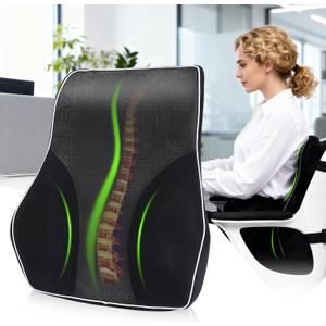 Lumbar Support Pillow for Office Chair Car Back Support Cushion,Memory Foam Lumbar Pillow for Lower-Back Pain Relief,Breathable Mesh Back Rest Pad for Long Sitting Office Worker, Car Driver