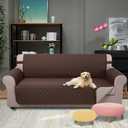 U-NICE HOME Large Sofa Cover Reversible Couch Cover for Dogs Friendly with Elastic Straps Water Resistant Furniture Protector for 4 Cushion Couch (Oversized Sofa, Coffee/Beige)