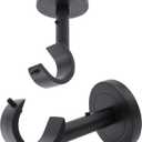 Curtain Rod Holders for Wall, 2 Pack Ceiling Mount Bracket Set, Hardware Bracket Kit for 1 Inch Rods, Wall and Ceiling Installation, Black Finish