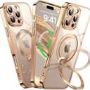 Offical Desert Titanium for iPhone 16 Pro Max Case with 360 Spin Stand [DIY Glitter Cardstock] [Fit for MagSafe] 16FT Mil-Protection Polished for iPhone 16 Pro Max Case with Stand, Desert Titanium