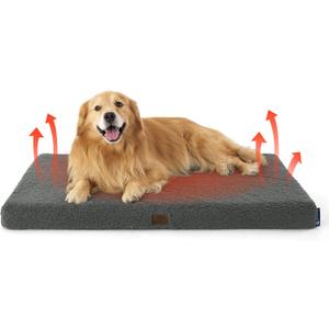 Bedsure Self Warming Dog Beds Large Sized Dog - Extra-Large Orthopedic Waterproof Puppy Bed with Removable Washable Cover, Egg Crate Foam Pet Mat, Suitable for Pet Up to 100 lbs (Ashen Grey)