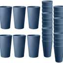 HEYCOME 8 Pcs Unbreakable Plastic Cups Set, 20 oz Reusable Plastic Cups, Stackable Water Tumblers, Drinking Cup for Kitchen, Outdoor, BPA-free, Dishwasher Refrigerator and Microwave Safe, Dark Blue