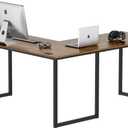 SHW Mission 55 x 60 Inches L-Shape Home Office Computer Desk, Walnut, 55-Inch L-Shaped