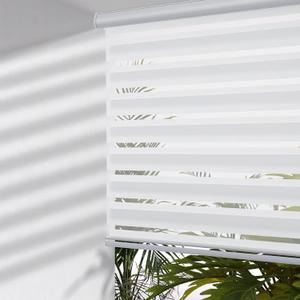MYshade Cordless Zebra Blinds with Free-Stop Function - Dual Layer Light Filtering & Privacy Sheer Shades for Day and Night - Easy Install Window Shades for Home, Living Room, 50" W x 72" H,White