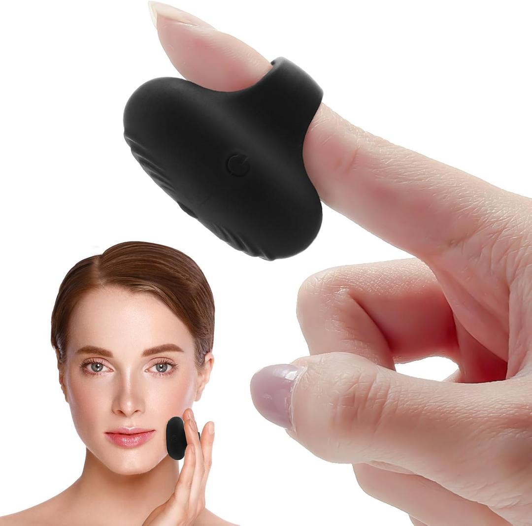 TrelaCo Mini Face Massager Face Massager Tool USB Rechargeable Fingertip Facial Muscle Tightening Anti-Aging Relief Eyes Dark Circles, Eye Puffiness, Fatigue(Black)