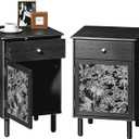 Transitional Storage Nightstand with Drawer & Cabinet Door, Black, Medium