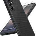 FNTCASE for Samsung Galaxy S26 Case: Military Grade Drop Protection, 14ft Drop Protective, Screen Protector Included, Anti-Slip Texture TPU+PC Dual Layer Shockproof Phone Case Cover (Black)