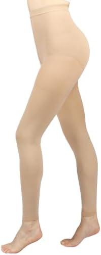Compression Pantyhose for Women, 20-30 mmHg Footless Medical Compression Stockings, Waist High Opaque Graduated Support Compression Hose Tights for Edema, Varicose Veins, Swelling, L