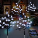 4-Pack 80LEDs Solar Christmas Snowflake Stake Lights, 8 Modes Solar Snowflake Christmas Decorations Outdoor Lights, Waterproof Outdoor Xmas Decorations for Garden Yard Pathway Walkway