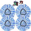 Spin Mop Replacement Head Compatible with O-Ceda 2-Tank Dual System RinseClean Microfiber Spin mop Refill for O Ceda Mop Replace Head (4 Pack)