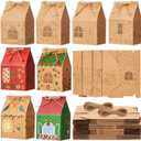 Harloon 48 Set Christmas Gingerbread Houses Coloring Kit Cardboard Gingerbread House DIY Craft Christmas Kraft Paper Gift Boxes with Ropes for Holiday Party Favor Decoration, 4.52 x 1.96 x 2.75 Inch