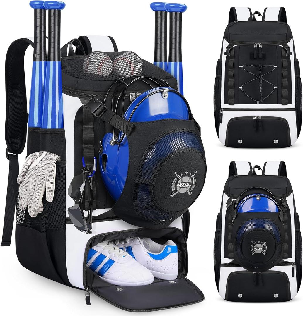 SDYSM Baseball Bag Large Capacity Softball Bags for Adults Youth Lightweight Baseball Backpack with Shoes Compartment & Helmet Holder for T-Ball & Softball