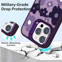 for iPhone 16 Pro Flower Case with Kickstand, Compatible with MagSafe, Built-in Camera Ring Stand, Strong Magnetic Translucent Matte Frosted Slim Cover for Girls Women Teens, Purple Floral