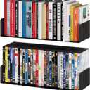 Wallniture Bali Black Floating Shelves for Wall, CD DVD Storage Shelves and Metal Bookshelf Set of 4