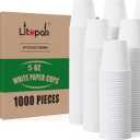 LITOPAK 1000 pack 5 oz Paper Coffee Cups, White Small Espresso Paper Coffee Cups for Office, Home, Party, and Events