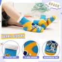 Kids Boys Fuzzy Slipper Socks Winter Soft Warm Thick Fleece Lined Plush Children Non Slip Home Socks (Blue)