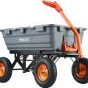 VEVOR 1500lbs Poly Garden Dump Cart Wheelbarrow Wagon with 2 in 1 Convertible Handle, Heavy Duty Yard Cart Wagon for with 13in All Terrain Wheels, Dump Trailer Tow Behind for Lawn Mower Tractor