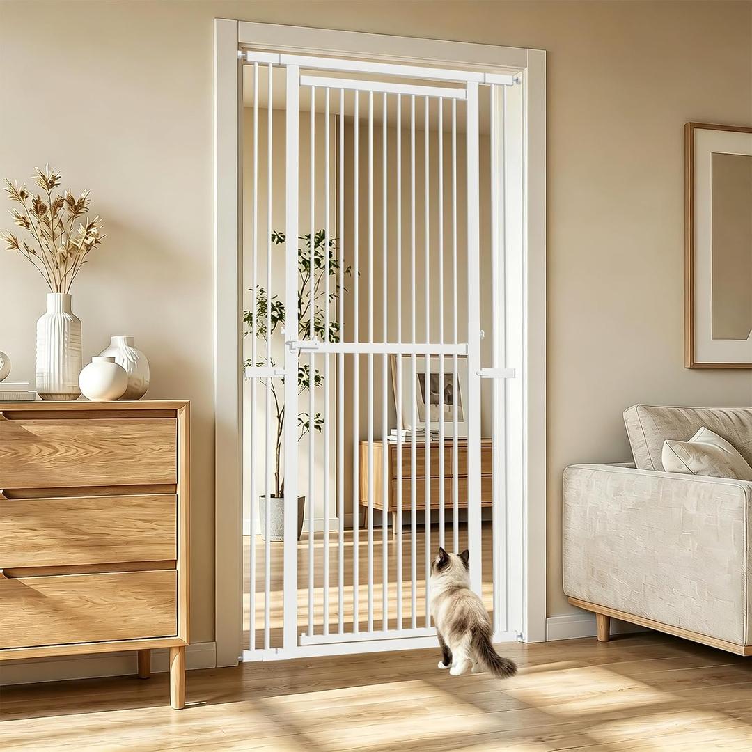 51"-87" Extra Tall Cat Gate for Doorways, Fits 29.2"-40.2" Wide