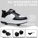 HSQ Fashion Sneaker Roller Skate Shoes for Boys Girls Kids Detachable Wheeled 2 in 1 Skating Shoes with Wheels, 5 Big Kid