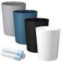 Kifmurase 4Pcs Small Trash Can, Wastebasket Recycling Bin, Round Garbage Can, Plastic Waste Basket, Bathroom Garbage Bin with Trash Bags for Bathrooms, Laundry Room, Kitchens, Offices, Dorms