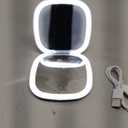 Mocado Compact LED Magnifying Travel Makeup-Mirror - 4 inches 1X/10X Magnification Small Hand Pocket Dimmable Double Sided USB Rechargeable Touch Screen, Portable Tabletop Cosmetic (White)