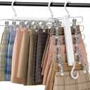TAILI 2 Packs TAILI Skirt Hangers Space Saving, Pants Hangers with Clips, 6 Tiers Non-Slip Space Saving, Women Skirt, Clothes Rack, Closet Storage and Organization