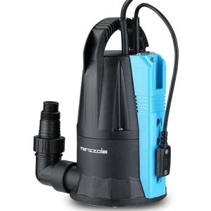 Tenzzola Sump Pump, 1/3 HP 1850GPH Automatic Submersible Utility Water Pump, Portable Electric Low Level Drain Water Removal Pump with Sensor Switch for Swimming Pool Basement Garden Pond Draining