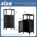 HITNET Bamboo Floor Cabinet, Small Bathroom Cabinet Floor Standing, 4 Tier Narrow Side Storage Cabinet, Space Saving Kitchen Cupboard with Single Door, Black