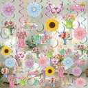 Spakon 72 Pcs Hello Spring Hanging Swirl Decorations Spring Party Decoration Assorted Sunflower Tulips Trucks Gnome Butterfly Ceiling Decor for Office Party Favors Home Supplies