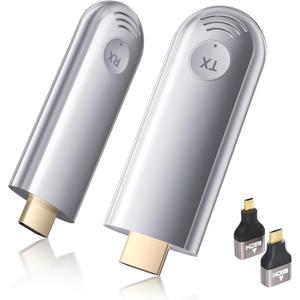 Wireless HDMI Transmitter and Receiver, Plug and Play 2025 Upgraded LED Display, 4K Decode & 1080P Output,Portable 2.4G/5G Wireless HDMI Extender TR30 (Silver)