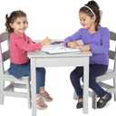 Melissa & Doug Solid Wood Kids Table and Chairs (2), Premium Quality Wooden Toddler Table and Chair Set for Kids Playroom Furniture & Montessori Classroom Furniture for Boys & Girls Ages 3+, Grey