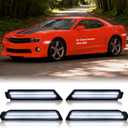 Bestview 4PCS LED Side Marker Lights for Chevy Camaro 2010 2011 2012 2013 2014 2015, White Front & Rear Fender Side Markers, Smoked Lens Driver & Passenger Side Bumper Lights