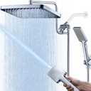 Polished Chrome 13 Inch Shower Head Combo - High Pressure Waterfall Rain Shower Head With Handheld Spray, 12 Inch Extension Arm