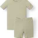 AVAUMA Toddler Short Pajamas Set Baby Boys Girls Kids Snug fit Ribbed Sleepwear pjs for Daily Life Style (Beige, 10)