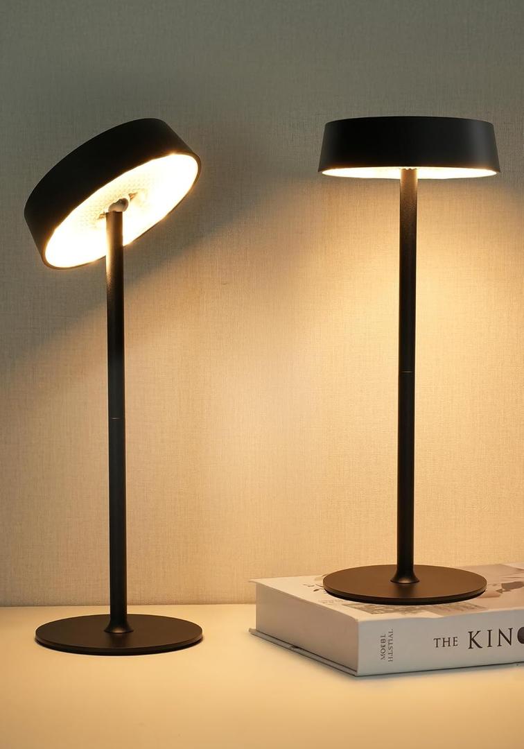 Cordless Lamp, Outdoor Waterproof, Dimmable Touch Control 3 Color Temperature, Battery Operated Portable, RGB, LED Memory Function, Rechargeable Table Lmap, Desk Lamp, Patio Dinning Restaurant Kitchen (Black)