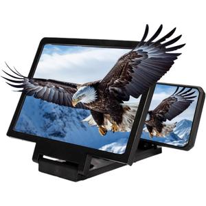 12-Inch HD Screen Magnifier, Foldable Phone Screen Enlarger for Movies, Videos, Gaming, Portable Phone Stand Amplifier (Black)