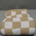 Bedsure Throw Blanket for Couch Bed Sofa - Super Soft, Beige, Checkered Throw Blanket, GentleSoft, Fluffy, Cozy, Santa Gifts for Women, 50x60 Inches