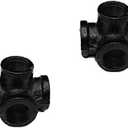 GeilSpace 4-Way, Malleable Iron Pipe Fittings - Vintage DIY Industrial Shelving, Industrial Decor, Furniture DIY (3/4", Black) (0.75 Inch)