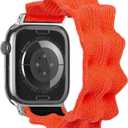 ULTIMAL Band with Apple Watch Band 42mm/40mm/41mm/38mm, Fits iWatch Series 11/10/9/8/7/6/5/4/SE/SE2/SE3, Stretchy Nylon Braided Elastic S,Orange