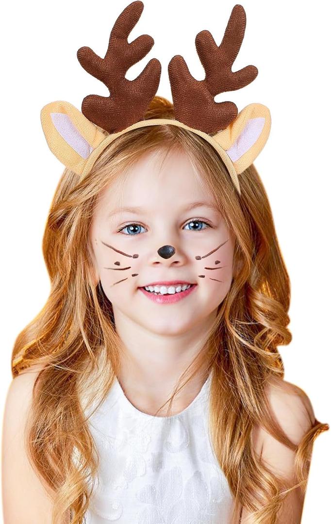 Reindeer Headband Adult for Christmas Cosplay Party Accessories - Women Reindeer Antler Hair Hoop Festive Headpiece Costume Accessories Plush