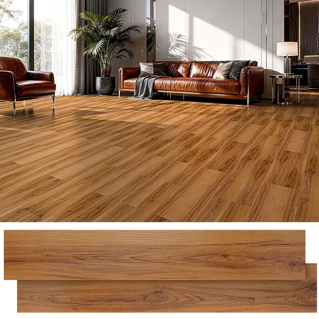 DEXDE Peel and Stick Vinyl Plank Flooring, 36-Pack 54 Sq.Ft Waterproof