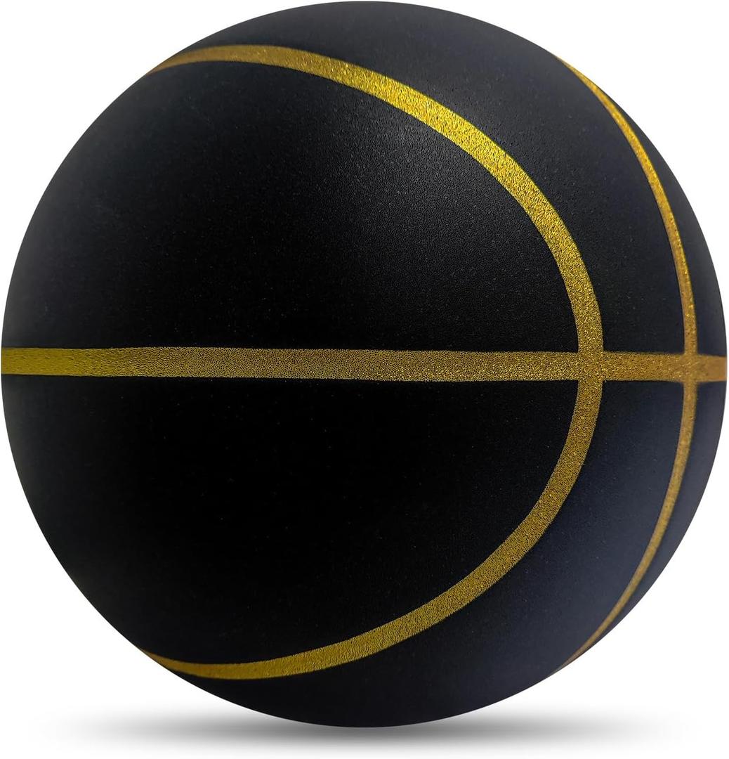 WAYNHUI Official Silent Basketball Size 7 (29.5") New Grooved Airless Foam Soundless Basketball for Quiet Dribbling and Indoor Training NOT Compressed Gift for Youth (Black Upgraded)
