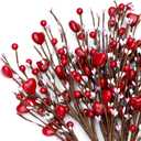 Valentines Day Decorations Floral Picks Stems - 8Pcs,16 Inch Artificial Red Berry Heart Shaped Branches Gift for Wedding Home Vase Decor