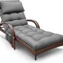 Outdoor Chaise Lounge Chair Cushion, Waterproof Outdoor Chair Cushions for Patio Furniture, 71 x 21 x 4 Inches Replacement Chaise Lounge Cushion with Ties (Grey)