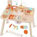 ATOYUS Activity Table, Montessori Toys for 1 2 Year Old Boys Girls Kid, 13 in 1 Wooden Sensory Play Center for Toddler 1-3, Educational Learning Toy for Baby 12-18 Months, 1st Christmas Birthday Gifts